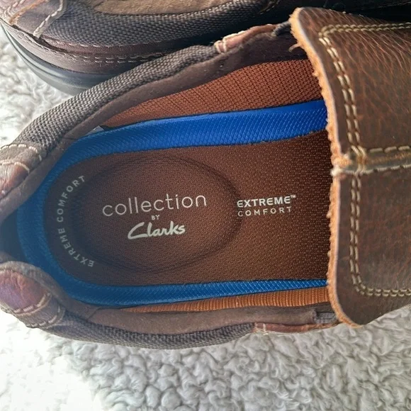 Clarks Collection Men's 9.5 Bradley Free Slip On Comfort Loafers Brown Leather - Picture 5 of 14